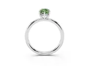 Fancy Green Marquise Cut Diamond Solitaire Ring Set in White gold with Thin Band and Prong Setting