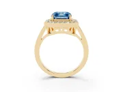 Asscher Cut Halo Engagement Ring Setting for a Fancy Blue Lab-Grown Diamond | Polished Halo Rim | Yellow Gold