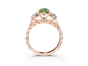 Marquise Three Stone Engagement Ring Setting for a Fancy Green Lab-Grown Diamond | Braided Band | Rose Gold