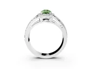 Pear-Shaped Halo Engagement Ring Setting for a Fancy Green Lab-Grown Diamond | Pave Split Shank | Sterling Silver