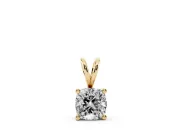 Cushion Cut Lab-Grown Diamond Solitaire Pendant Necklace | Split Bail | Yellow Gold
