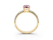 Emerald Cut Three Row Pave Engagement Ring Setting for a Fancy Pink Lab-Grown Diamond | Yellow Gold