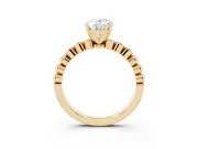 Oval Beaded Solitaire Engagement Ring Setting | Bezel Accents | Yellow Gold