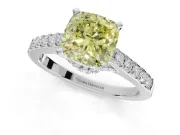 Cushion Cut Pavé Engagement Ring Setting for a Fancy Yellow Lab-Grown Diamond | Crossover Gallery | Sterling Silver