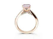 Asscher Cut Pavé Solitaire Engagement Ring Setting for a Fancy Pink Lab-Grown Diamond | Crossover Gallery | Rose Gold