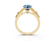 Round Leaf Solitaire Engagement Ring Setting for a Fancy Blue Lab-Grown Diamond | Yellow Gold