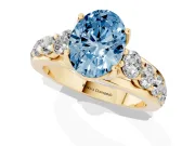 Oval Graduated Engagement Ring Setting for a Fancy Blue Lab-Grown Diamond | Yellow Gold