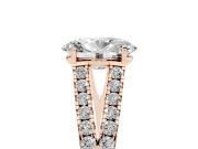 Oval Graduated Pave Split Shank Engagement Ring Setting | V Split Shoulders | Rose Gold