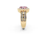 Oval Scalloped Halo Engagement Ring Setting for a Fancy Pink Lab-Grown Diamond | Double Row Band | Yellow Gold
