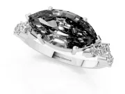 Marquise Scattered Accent Engagement Ring Setting for a Black Center | Slim Band | Platinum