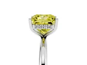 Fancy Yellow Princess Cut Diamond Solitaire Engagement Ring Set in Silver with Prong Setting and Polished Band
