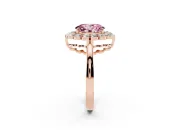 Oval Scalloped Cluster Halo Engagement Ring Setting for a Fancy Pink Lab-Grown Diamond | Plain Band | Rose Gold