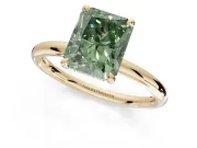 Radiant Cut Hidden Halo Ring Setting for a Fancy Green Lab-Grown Diamond | Yellow Gold