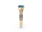 Heart-Shaped Three Row Pave Engagement Ring Setting for a Fancy Blue Lab-Grown Diamond | Yellow Gold