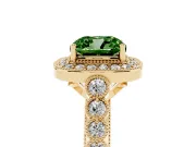Cushion Cut Graduated Milgrain Halo Engagement Ring Setting for a Fancy Green Lab-Grown Diamond | Yellow Gold