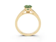 Fancy Green Oval Cut Diamond Solitaire Ring Set in Yellow gold with Channel-Set Band and Prong Setting
