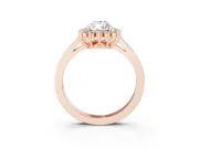 Pear Cut Diamond Halo Ring Set in Rose gold with Round Halo and Smooth Solitaire Band