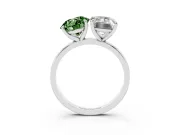 Fancy Green Round Cut and Emerald Cut Toi Moi Ring Set in Silver with Prong Setting