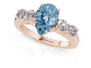 Pear-Shaped 5 Stone Engagement Ring Setting for a Fancy Blue Lab-Grown Diamond | Rose Gold