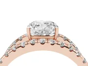 Cushion Cut Wide Open Split Shank Engagement Ring Setting | Pavé Strands | Rose Gold