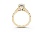 Radiant Cut Hidden Halo Pave Engagement Ring Setting | Claw Prongs | Yellow Gold
