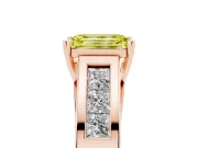 Emerald Cut Channel-Set Engagement Ring Setting for a Fancy Yellow Lab-Grown Diamond | Rose Gold