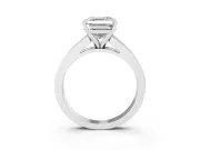 Asscher Cut Diamond Solitaire Ring Set in Platinum with Channel-Set Band and Prong Setting