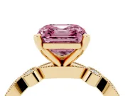 Asscher Cut Vintage Engagement Ring Setting for a Fancy Pink Lab-Grown Diamond | Yellow Gold