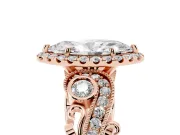 Marquise Vintage Milgrain Halo Engagement Ring Setting | Bezel Shoulder Accents | Rose Gold