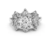 Marquise Three Stone Engagement Ring Setting | Large Side Stones | Sterling Silver