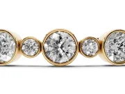 Round Lab-Grown Diamond Alternating Bezel Tennis Bracelet | Large and Small Stones | Yellow Gold