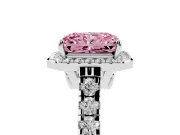 Radiant Cut Accented Halo Engagement Ring Setting for a Fancy Pink Lab-Grown Diamond | Platinum