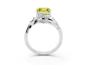Asscher Cut Twisted Bypass Engagement Ring Setting for a Fancy Yellow Lab-Grown Diamond | Leaf Vine | Sterling Silver