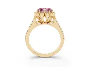 Asscher Cut Floral Halo Engagement Ring Setting for a Fancy Pink Lab-Grown Diamond | Pavé Split Shank | Yellow Gold