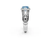 Princess Cut Halo Engagement Ring Setting for a Fancy Blue Lab-Grown Diamond | Two-Row Pave Split Shank | Platinum