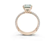 Asscher Cut Domed Pavé Engagement Ring Setting for a Fancy Green Lab-Grown Diamond | Rose Gold