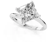 Princess Cut Bypass Solitaire Engagement Ring Setting | Plain Band | White Gold