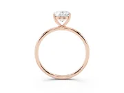 Oval Thin Solitaire Engagement Ring Setting | Straight Plain Band | Rose Gold