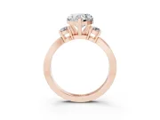 Three-Stone Heart Cut Diamond Twist Band Ring Set in Rose gold with Pavé Accents and Prong Setting