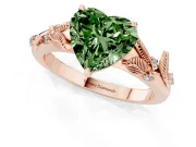 Heart-Shaped Leaf Solitaire Engagement Ring Setting for a Fancy Green Lab-Grown Diamond | Rose Gold