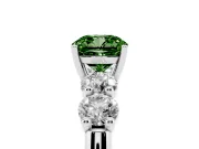 Cushion Cut Five Stone Engagement Ring Setting for a Fancy Green Lab-Grown Diamond | Plain Band | Sterling Silver