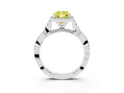 Cushion Cut Twist Halo Engagement Ring Setting for a Fancy Yellow Lab-Grown Diamond | White Gold