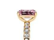 Emerald Cut Pavé Engagement Ring Setting for a Fancy Pink Lab-Grown Diamond | Yellow Gold