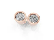 Round Lab-Grown Diamond Full Bezel Solitaire Stud Earrings | Push Backs | Rose Gold
