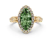 Marquise Leaf Halo Engagement Ring Setting for a Fancy Green Lab-Grown Diamond | Yellow Gold