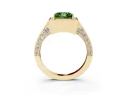 Princess Cut Milgrain Halo Engagement Ring Setting for a Fancy Green Lab-Grown Diamond | Side Stones | Yellow Gold