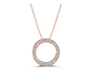 Round Lab-Grown Diamond Pavé Circle Pendant Necklace | Polished Rails | Rose Gold