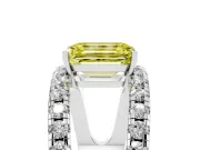 Emerald Cut Split Shank Pavé Engagement Ring Setting for a Fancy Yellow Lab-Grown Diamond | Platinum