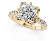 Round Floral Petal Engagement Ring Setting | Petal Accents | Yellow Gold