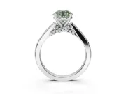 Round Pavé Solitaire Engagement Ring Setting for a Fancy Green Lab-Grown Diamond | Crossover Gallery | Platinum